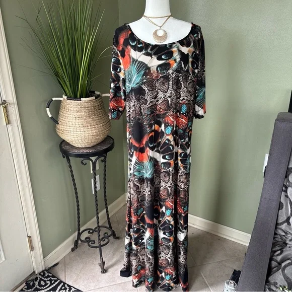 Attitudes by Renee Vibrant Patterned Maxi Dress - Picture 1 of 8